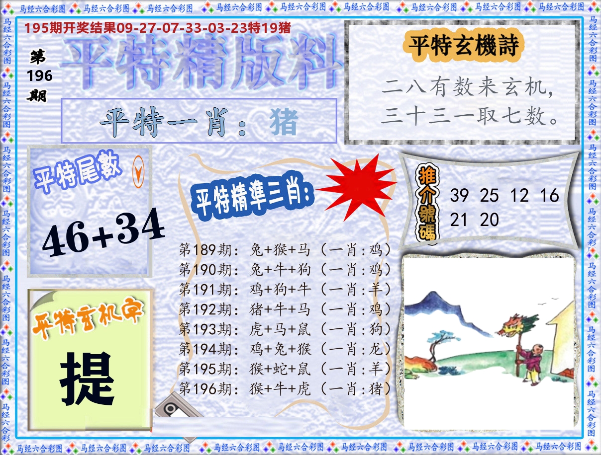 平特精版料 第196期