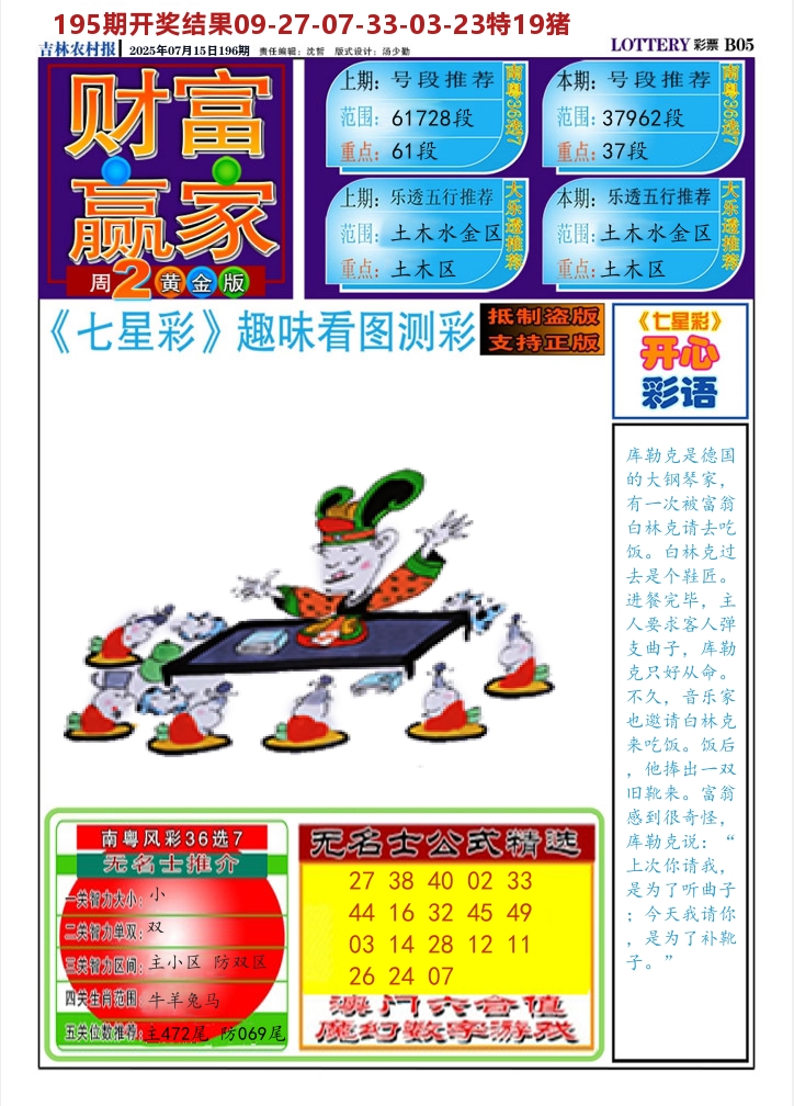 七星彩图A 第196期