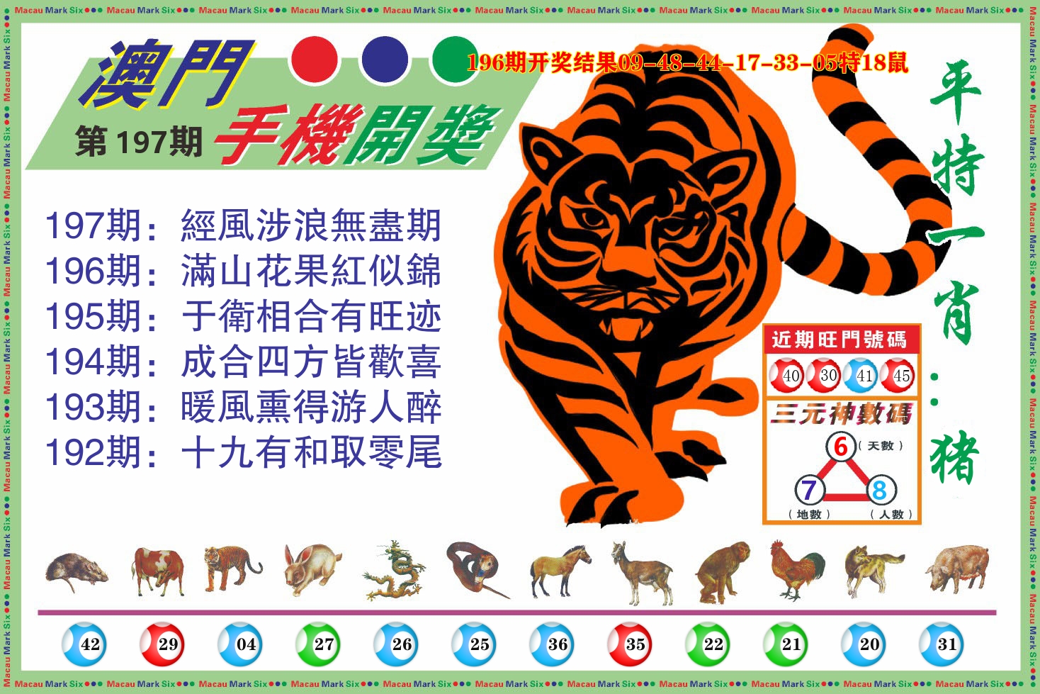 澳门开奖报 第197期
