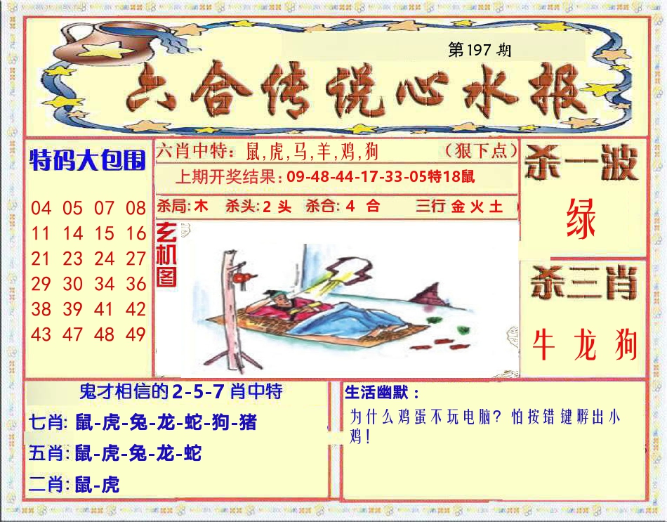 六合传说心水报 第197期