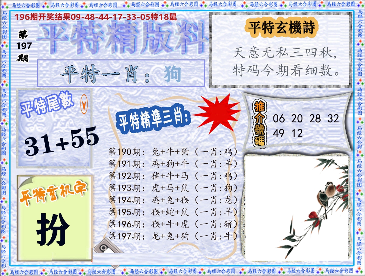 平特精版料 第197期
