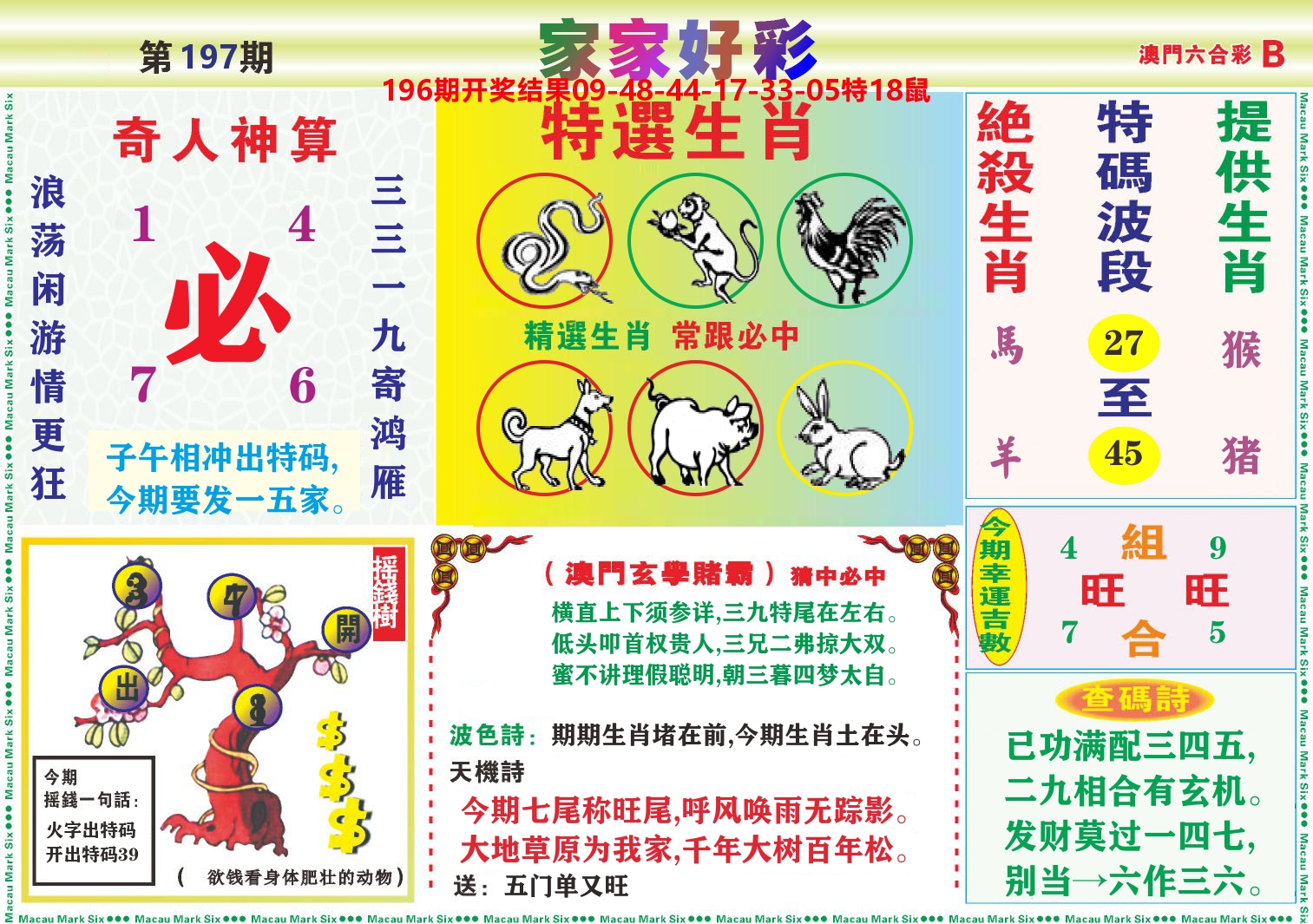 家家好彩B 第197期