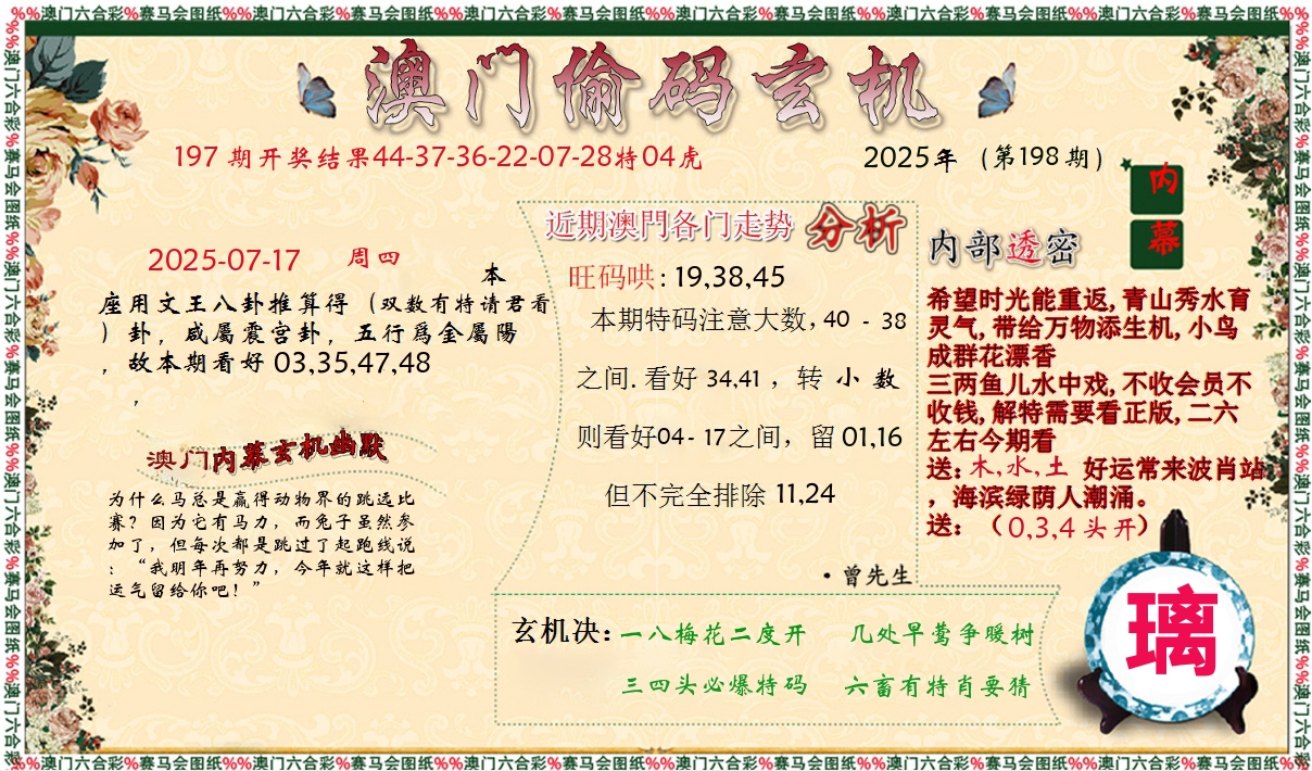 偷码玄机 第198期