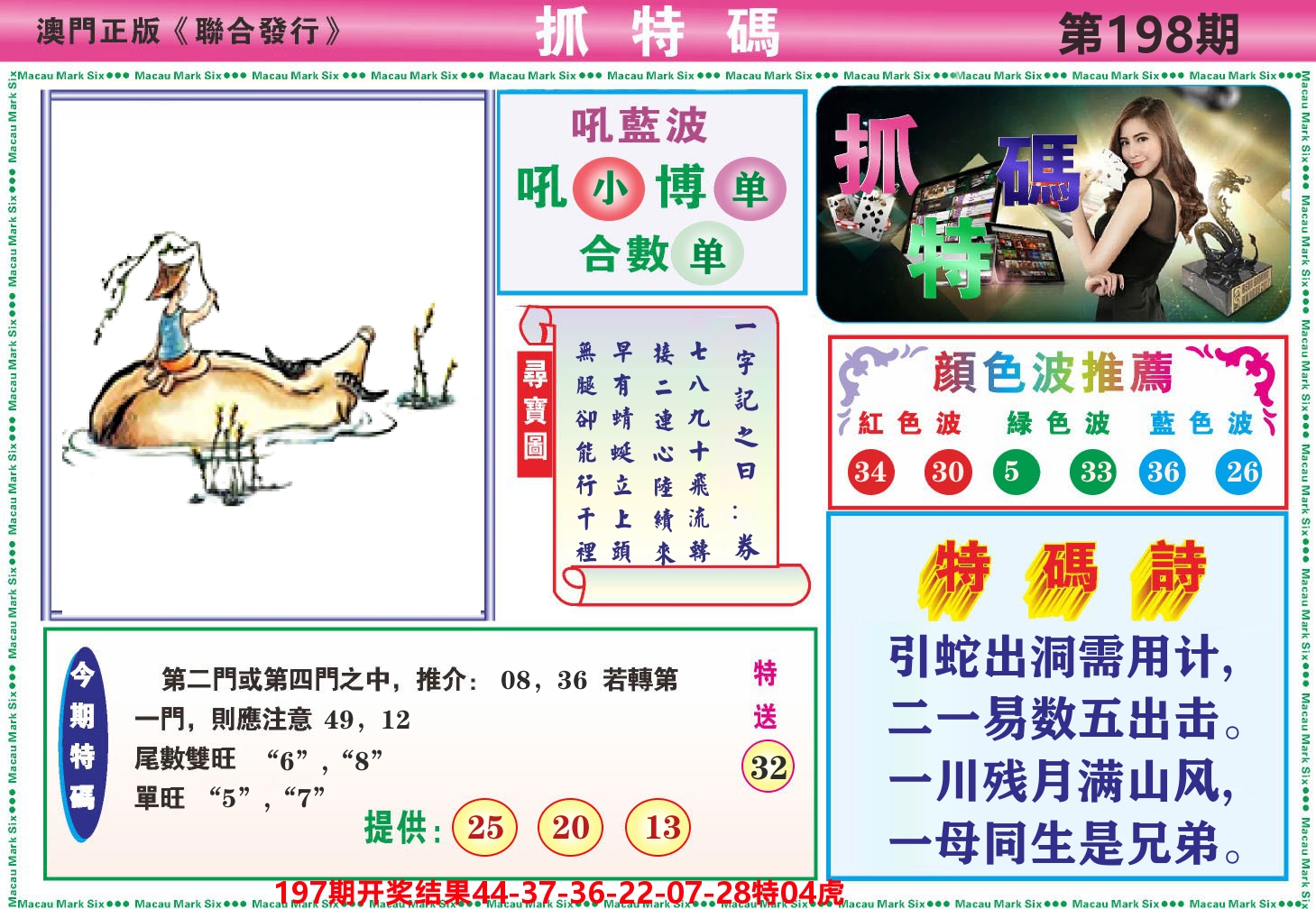 澳门抓特码A 第198期