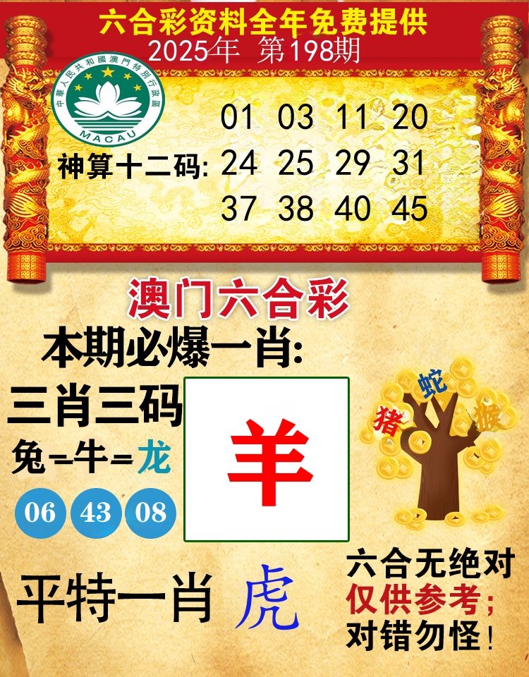 澳门必爆 第198期