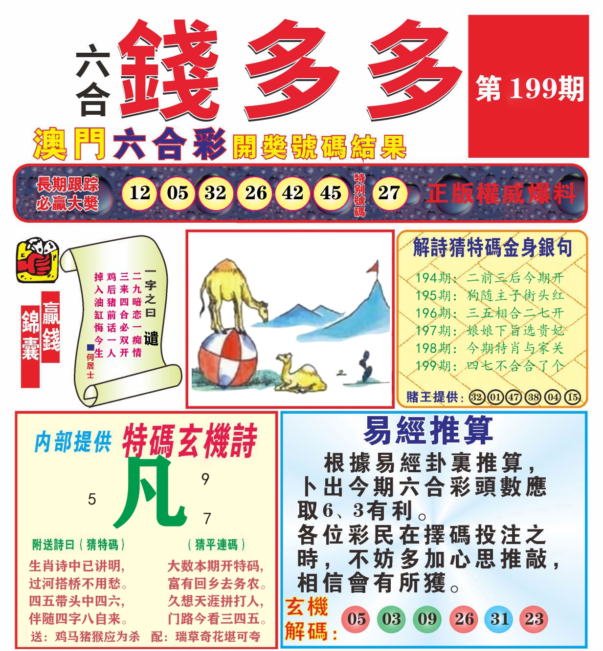 澳门钱多多B 第199期