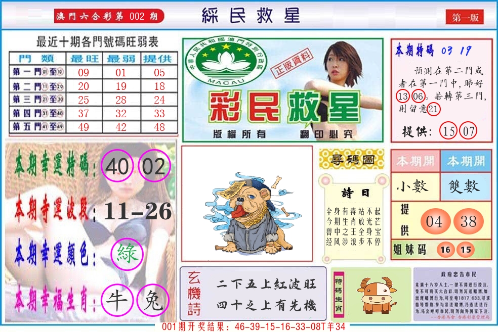 澳门彩民救星 第2期
