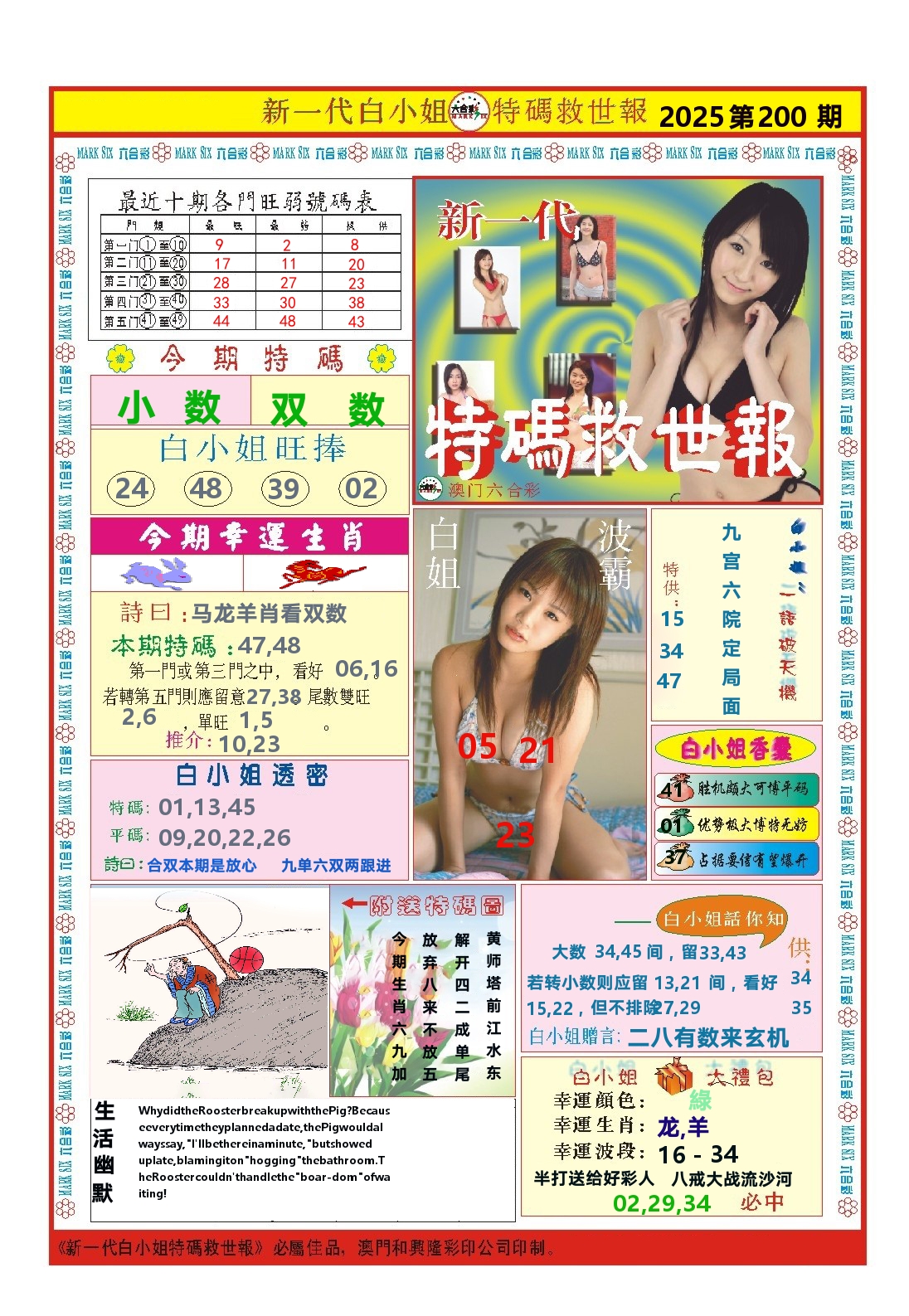 澳门特码救世报 第200期