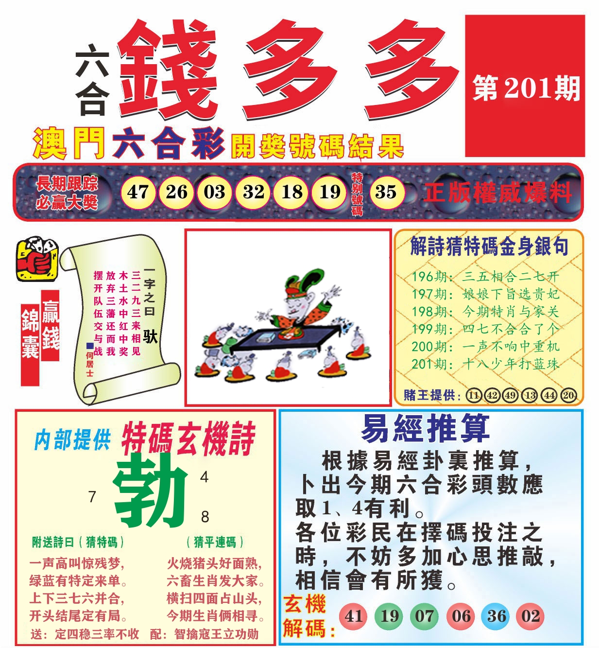 澳门钱多多B 第201期