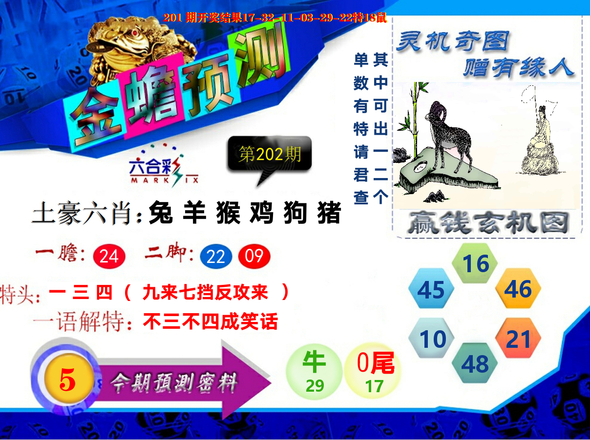 金蟾预测 第202期