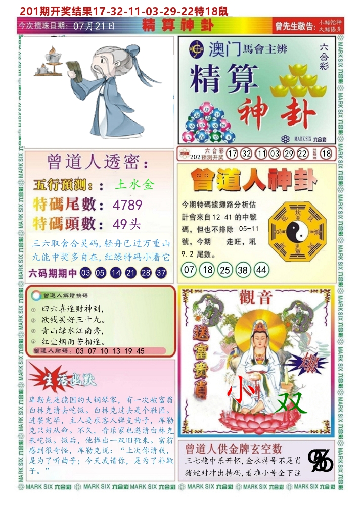 澳门精算神卦 第202期