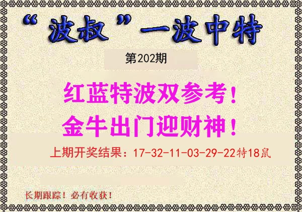 波叔中特 第202期