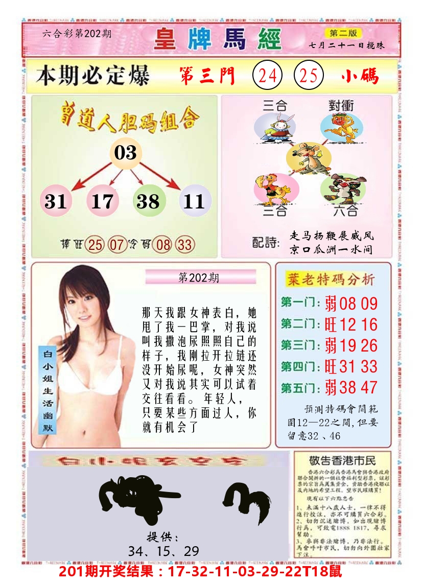 澳门皇牌马经B 第202期
