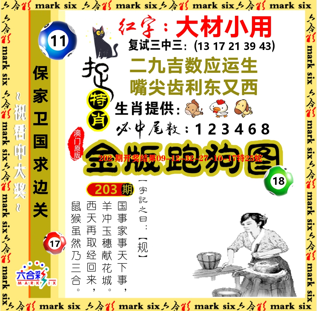 金版跑狗图 第203期