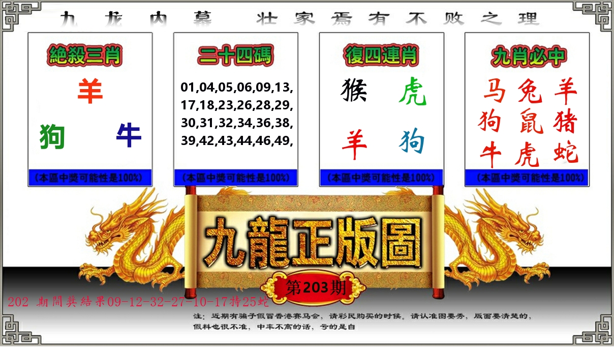 九龙正版图 第203期