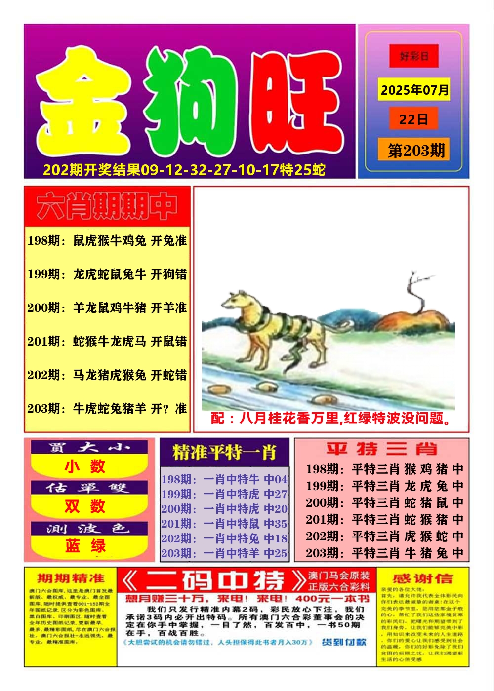 澳门金狗旺A 第203期