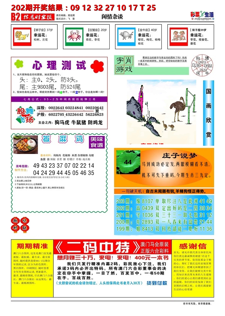 彩票与生活B 第203期