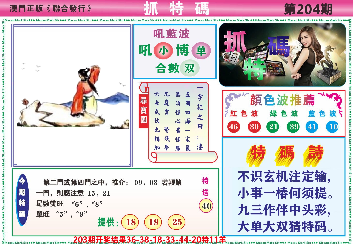 澳门抓特码A 第204期