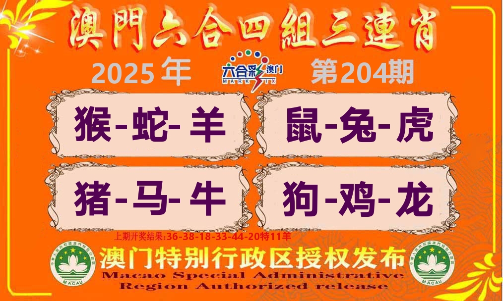 六合三连肖 第204期