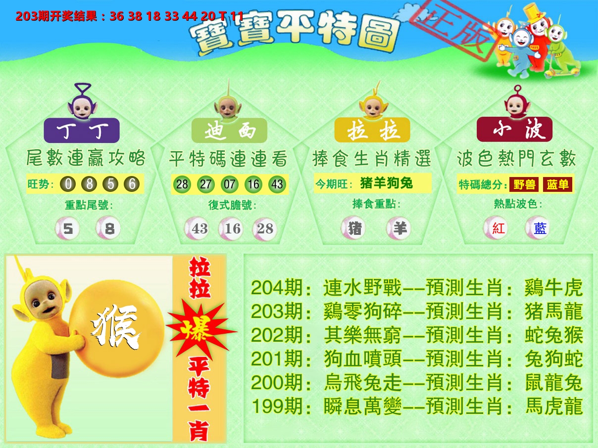 天线宝宝平特图 第204期
