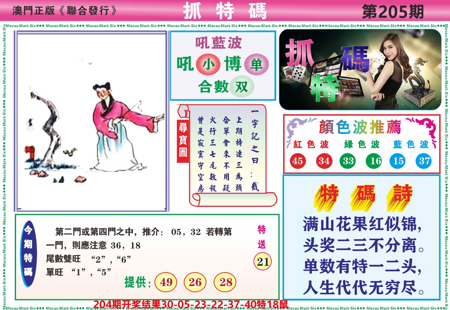 澳门抓特码A 第205期