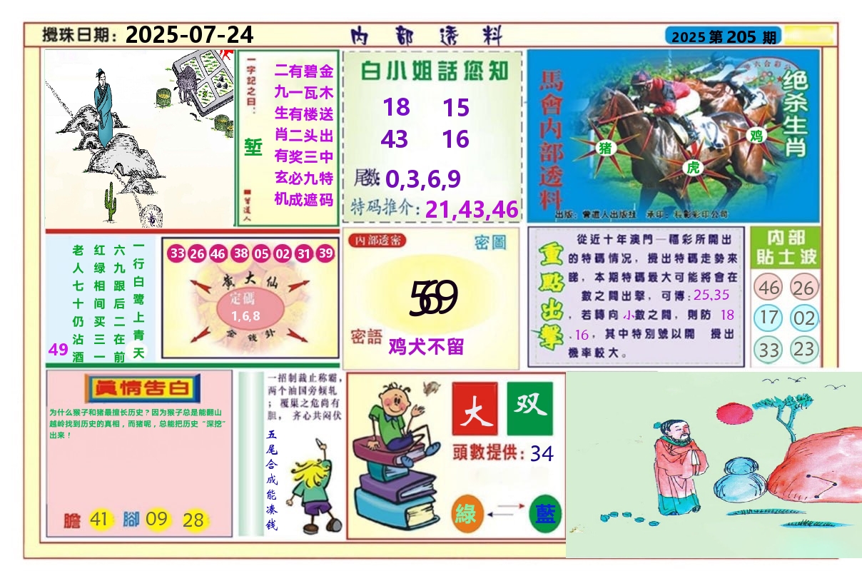 澳门内部透料A 第205期