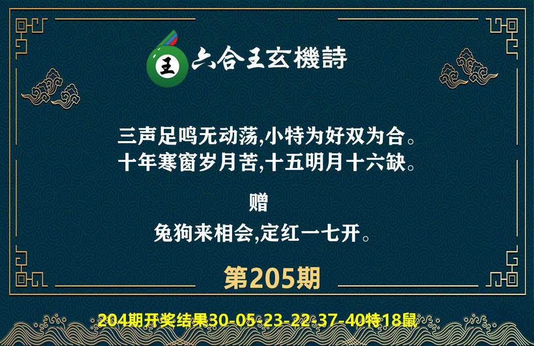 六合王玄机诗 第205期