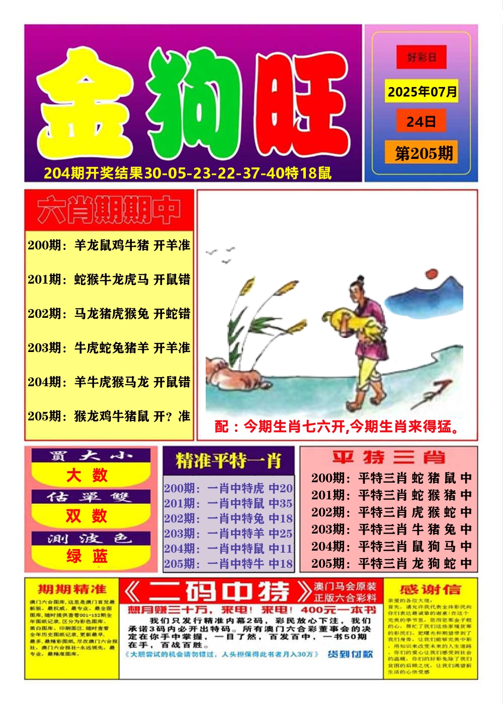 澳门金狗旺A 第205期