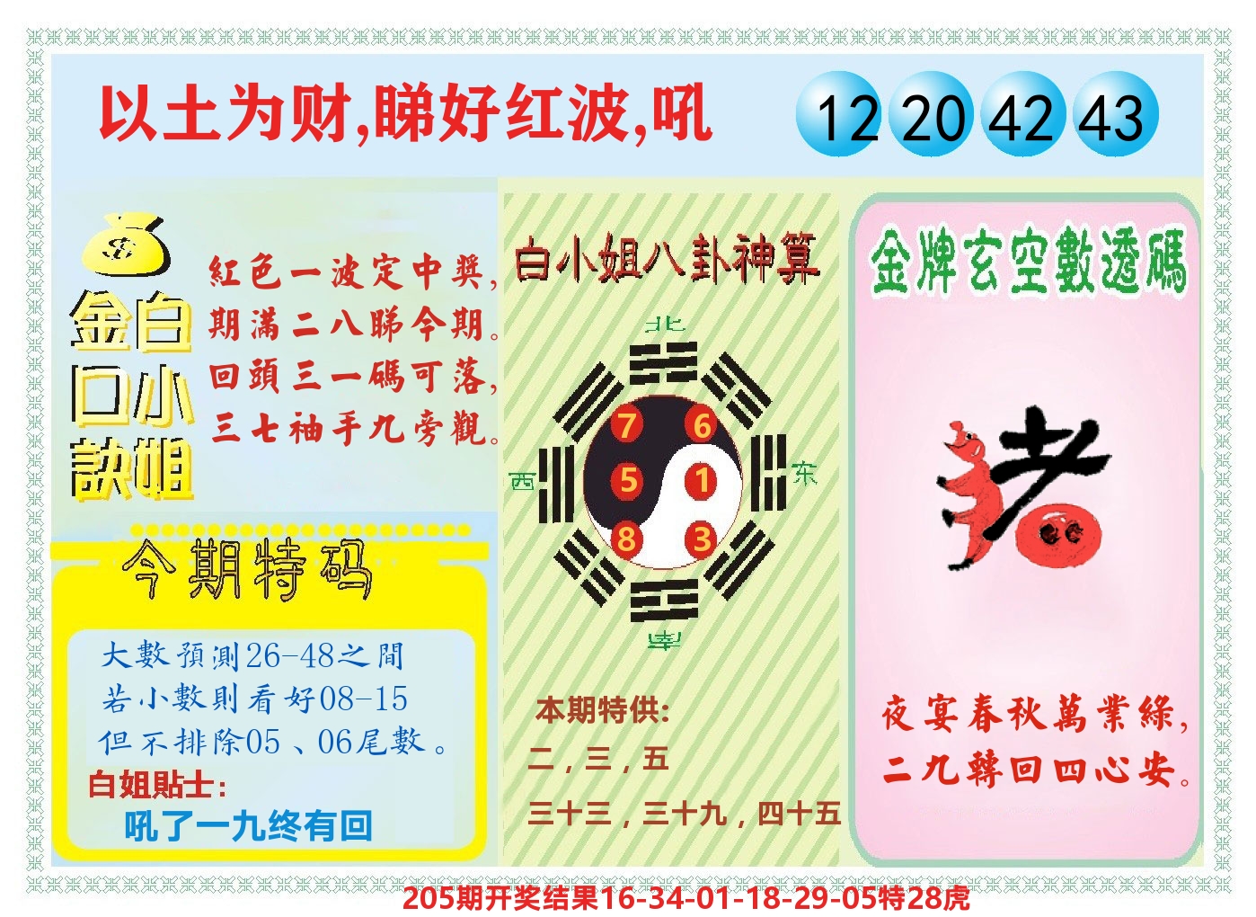白小姐金口决 第206期