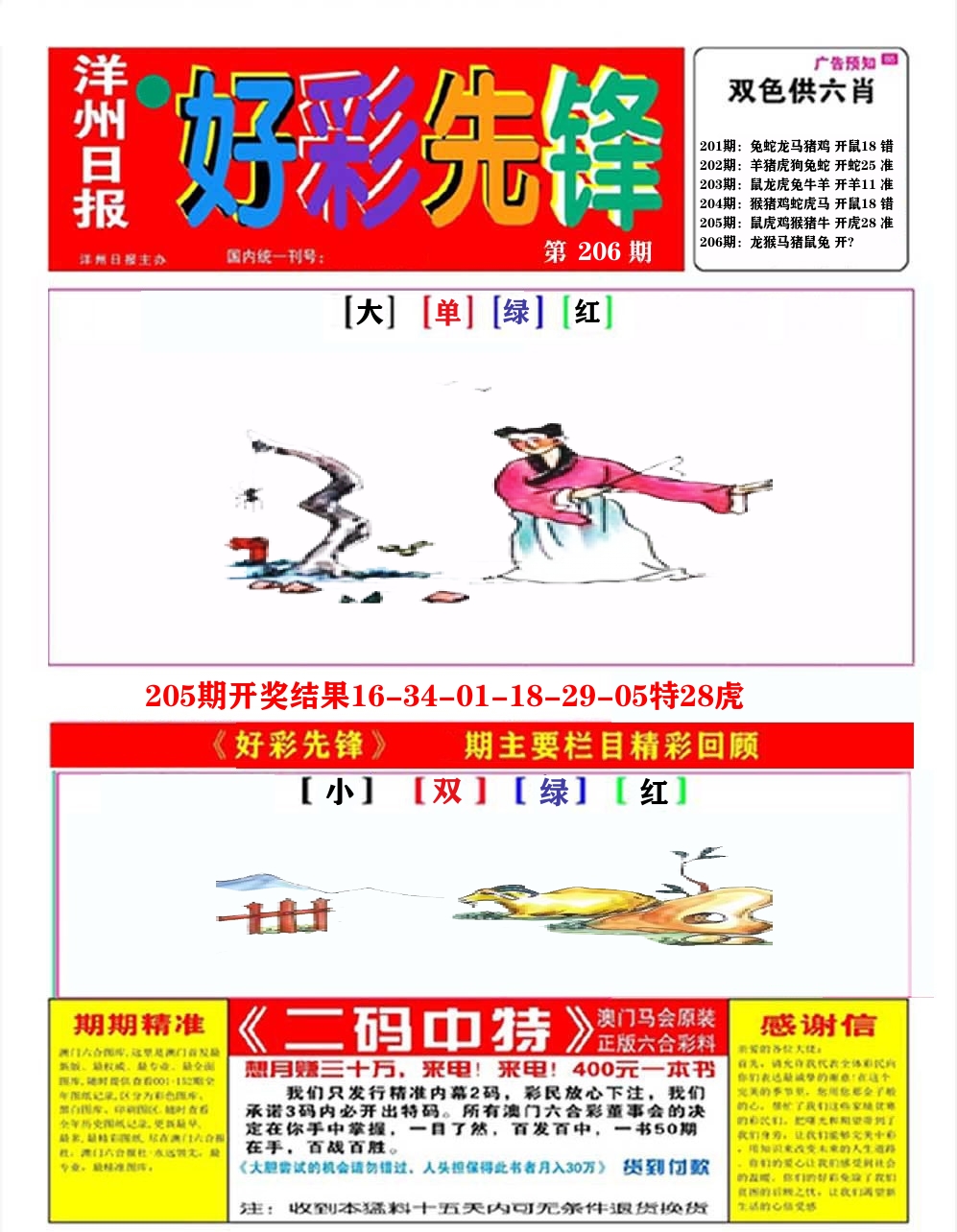 好彩先锋A 第206期