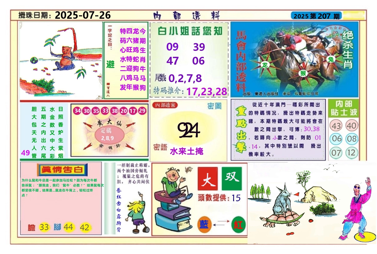 澳门内部透料A 第207期