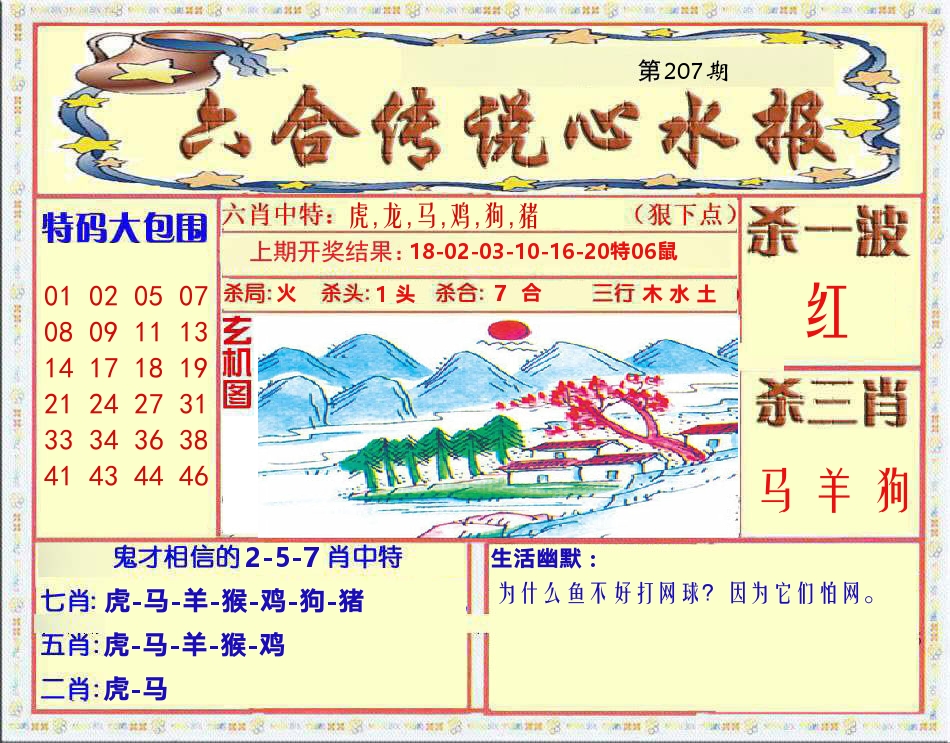 六合传说心水报 第207期
