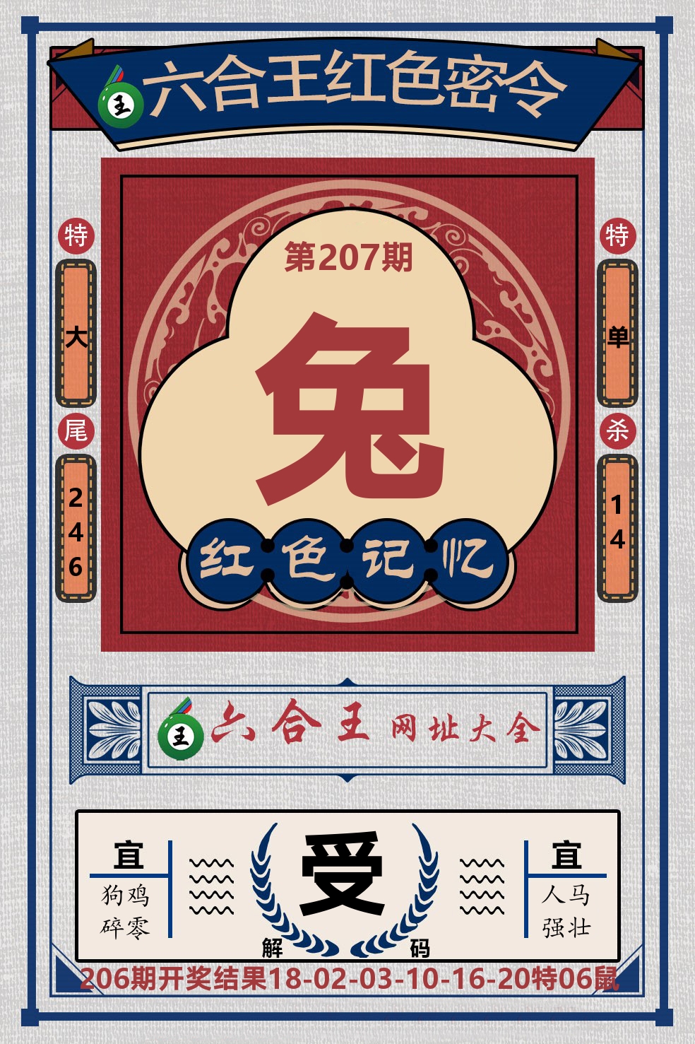 六合王红色密令 第207期