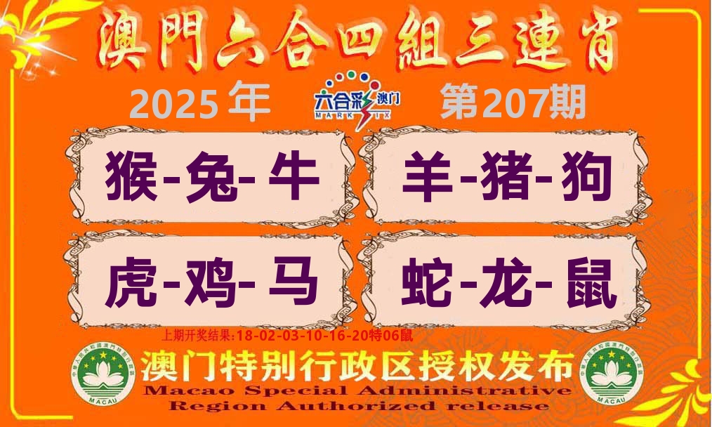 六合三连肖 第207期