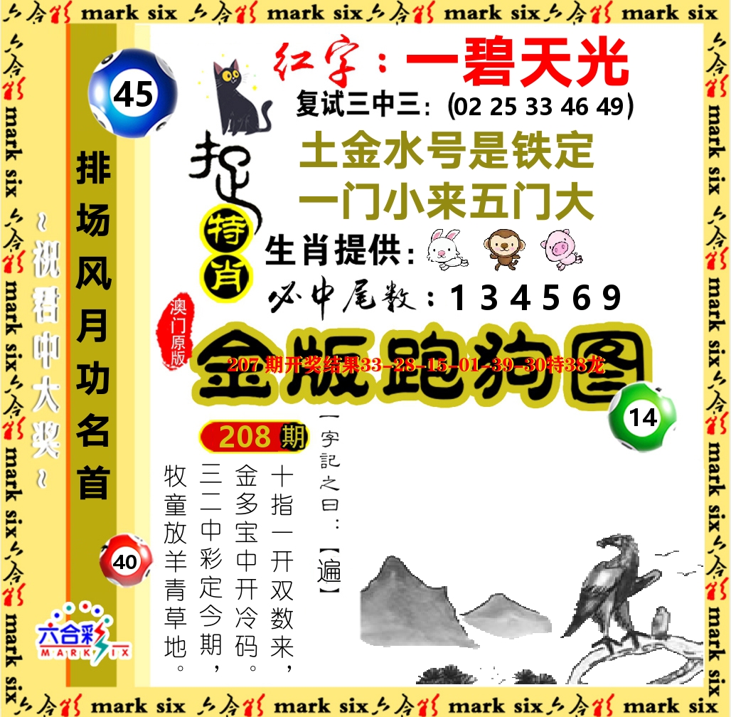 金版跑狗图 第208期