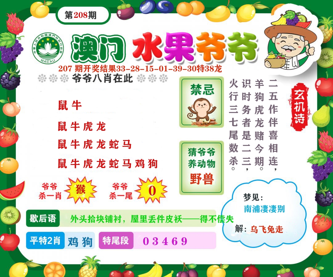 澳门水果爷爷 第208期