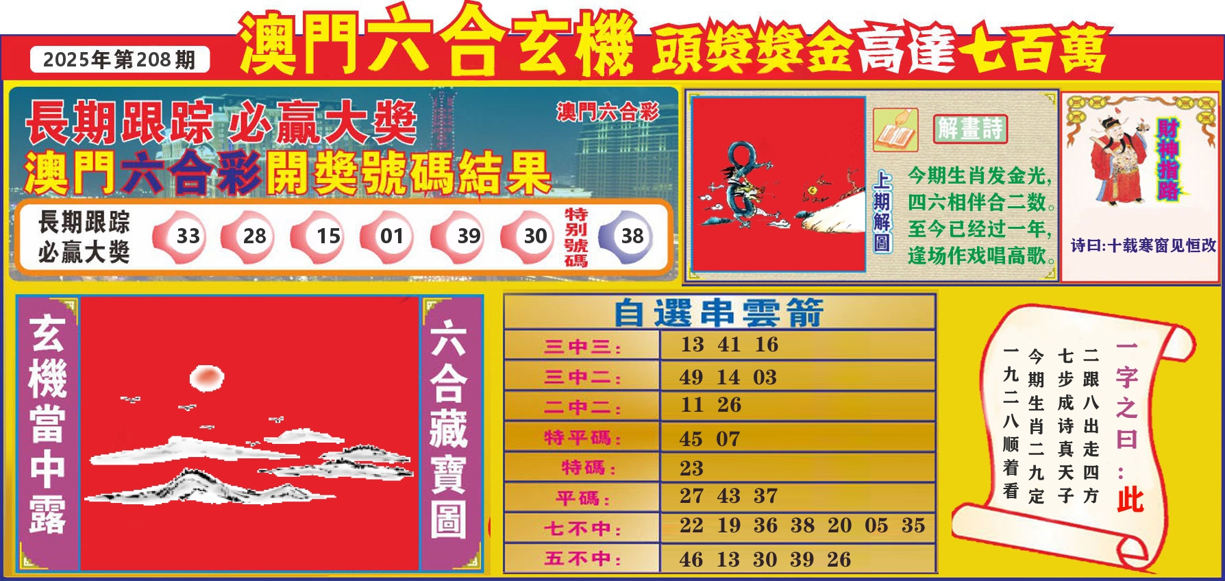七星彩图C 第208期