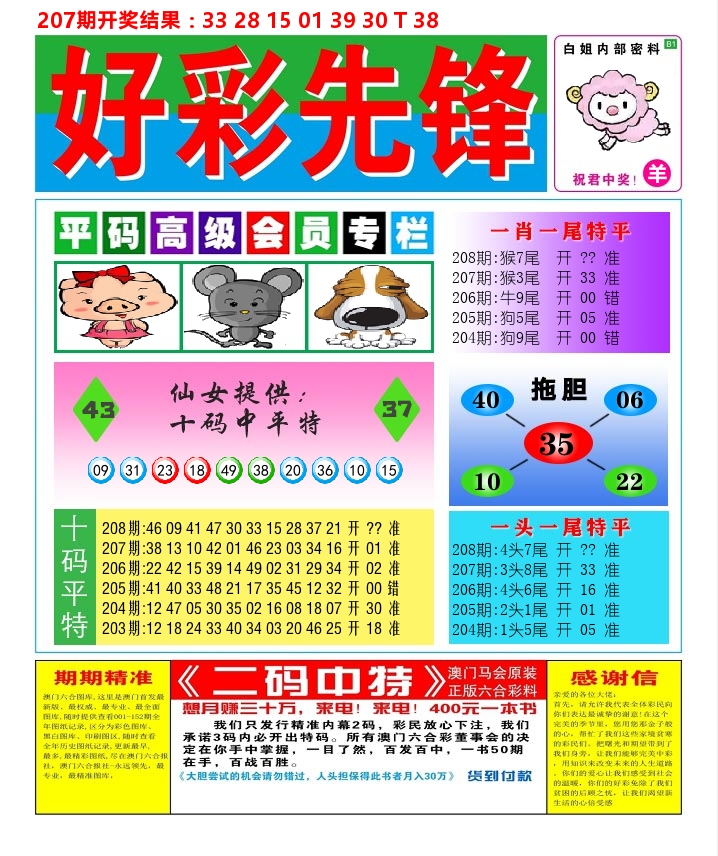 好彩先锋D 第208期