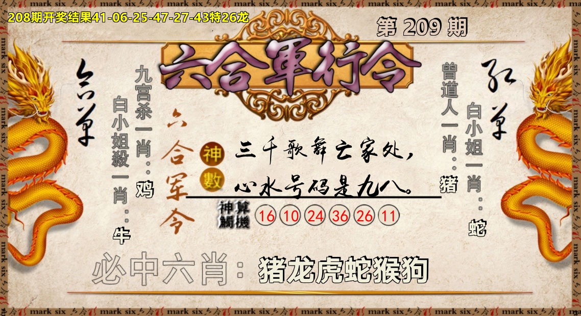 六合军行令 第209期