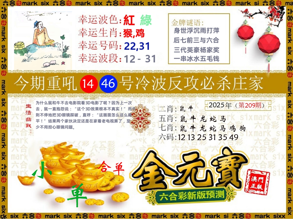 金元宝 第209期