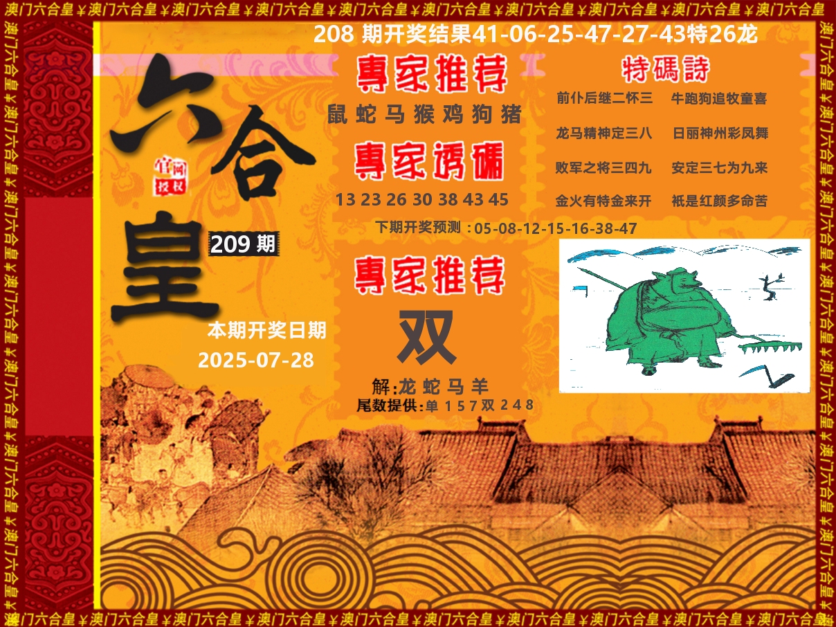 六合皇系列 第209期