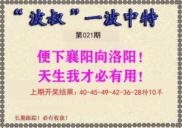 波叔中特 第21期