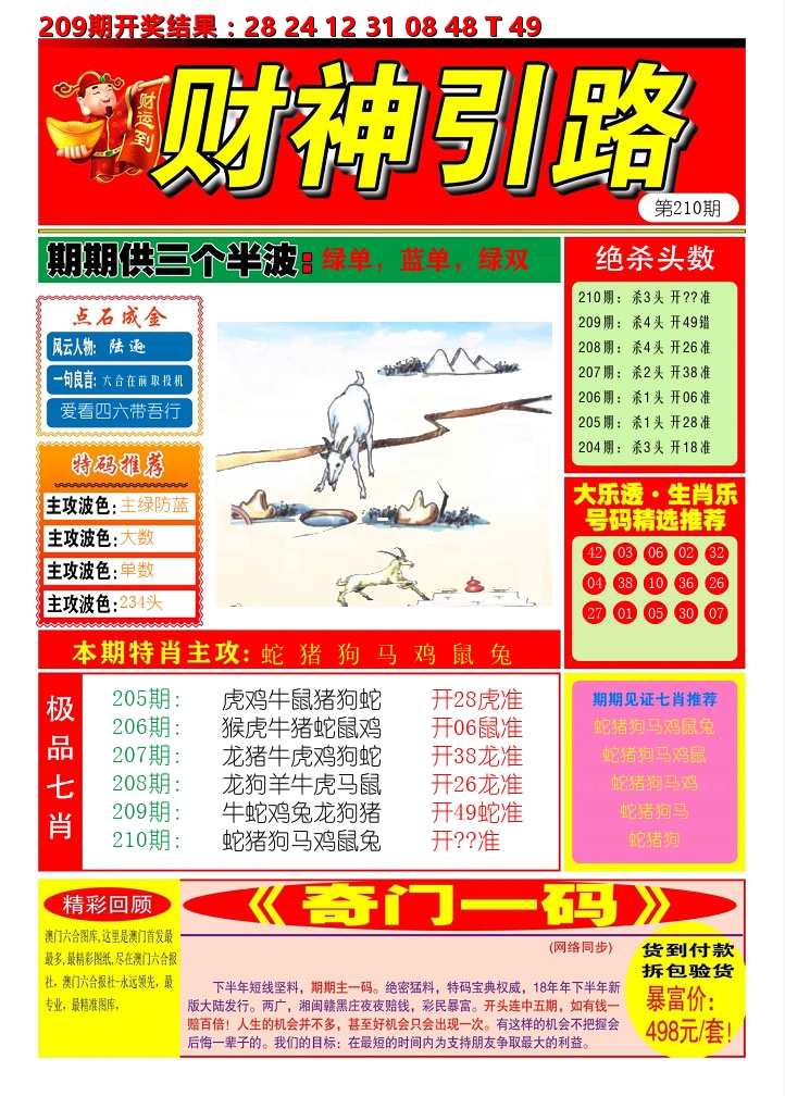 财神引路 第210期