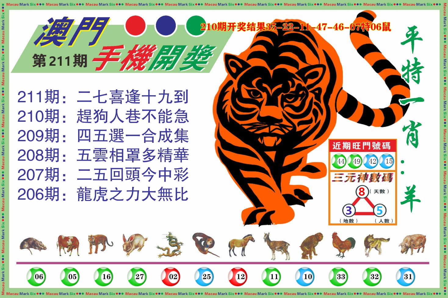 澳门开奖报 第211期