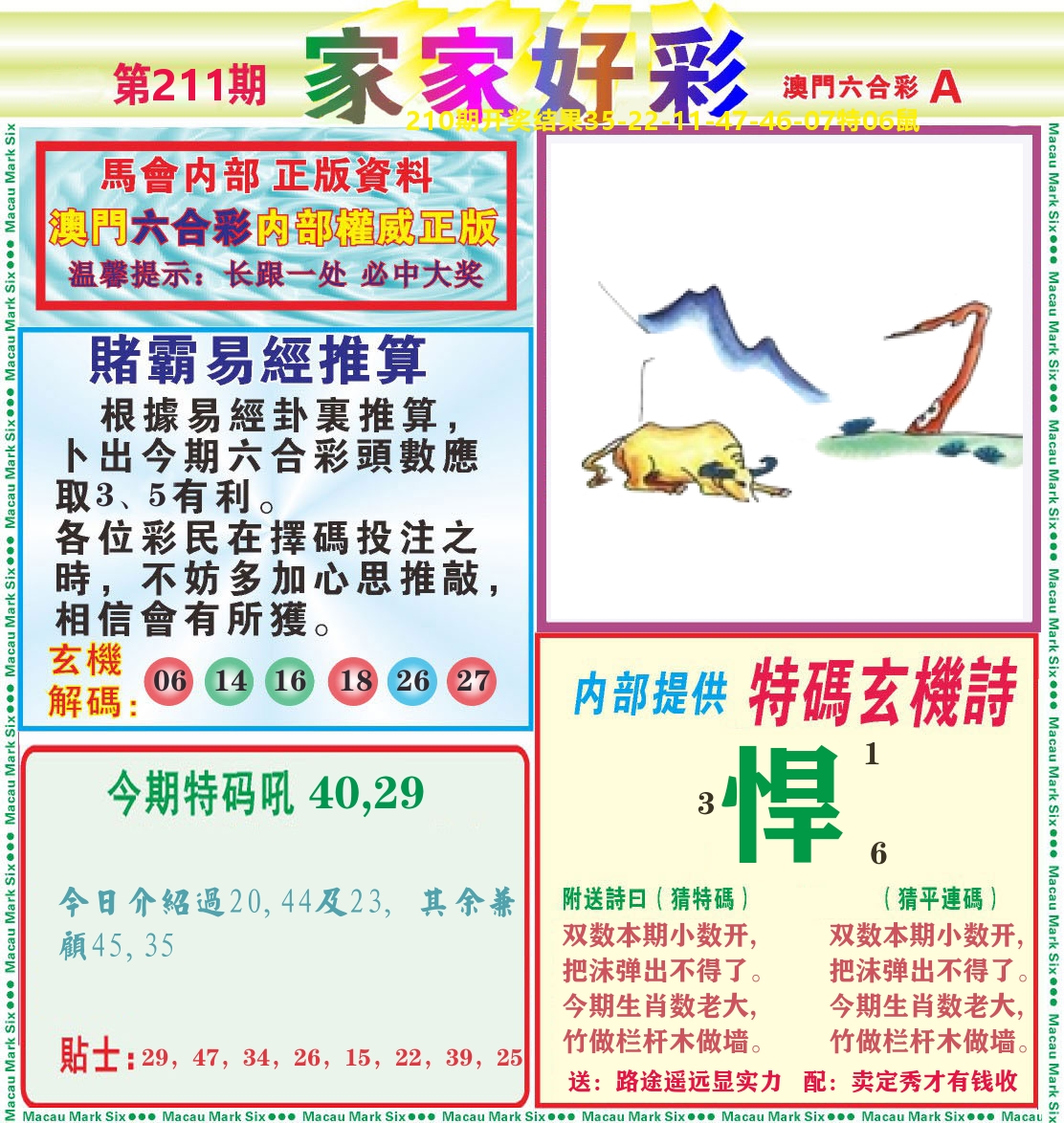 家家好彩A 第211期