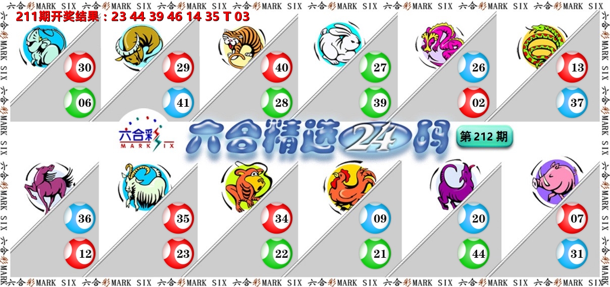 六合精选24码 第212期
