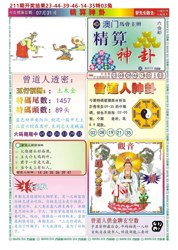 澳门精算神卦 第212期