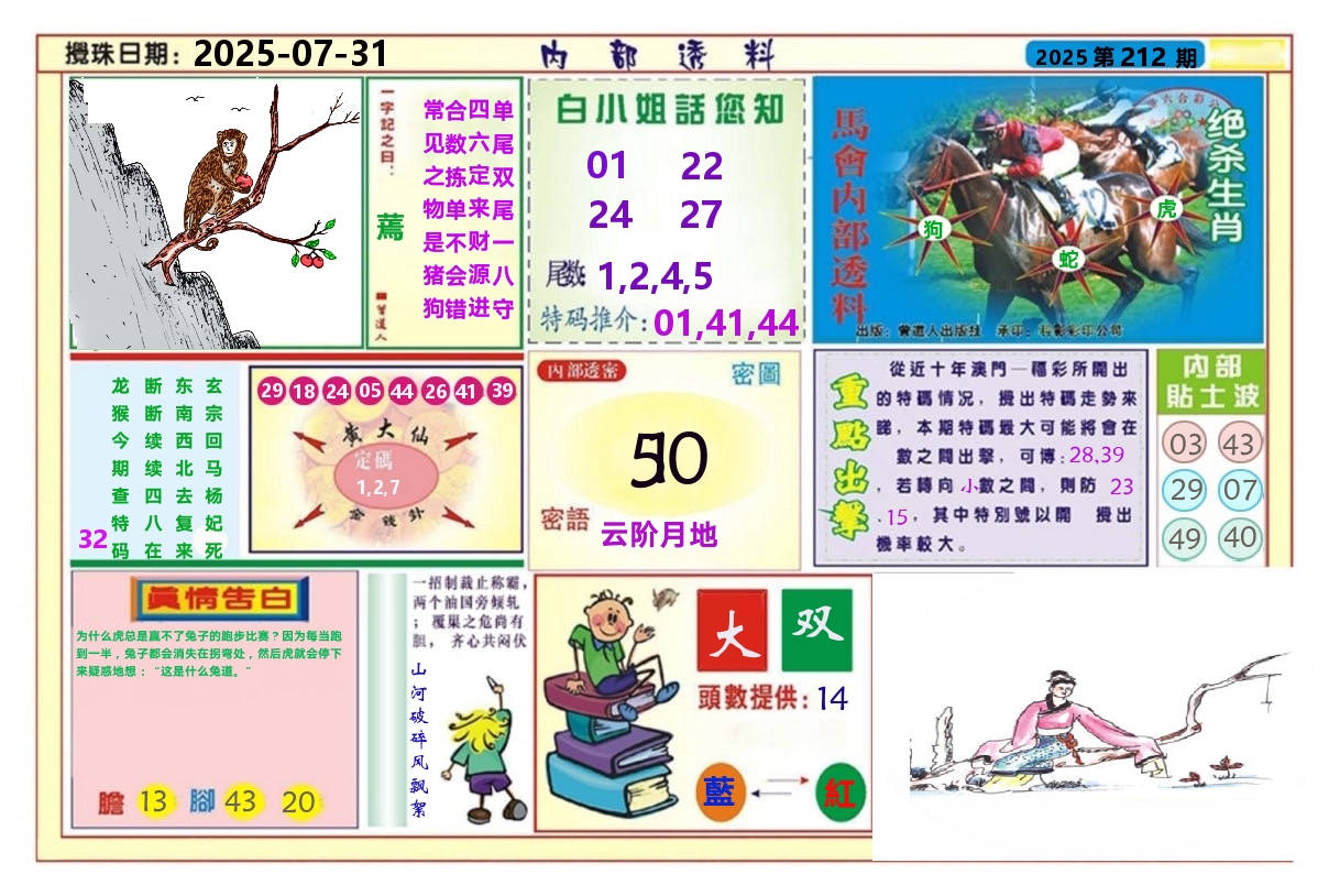 澳门内部透料A 第212期