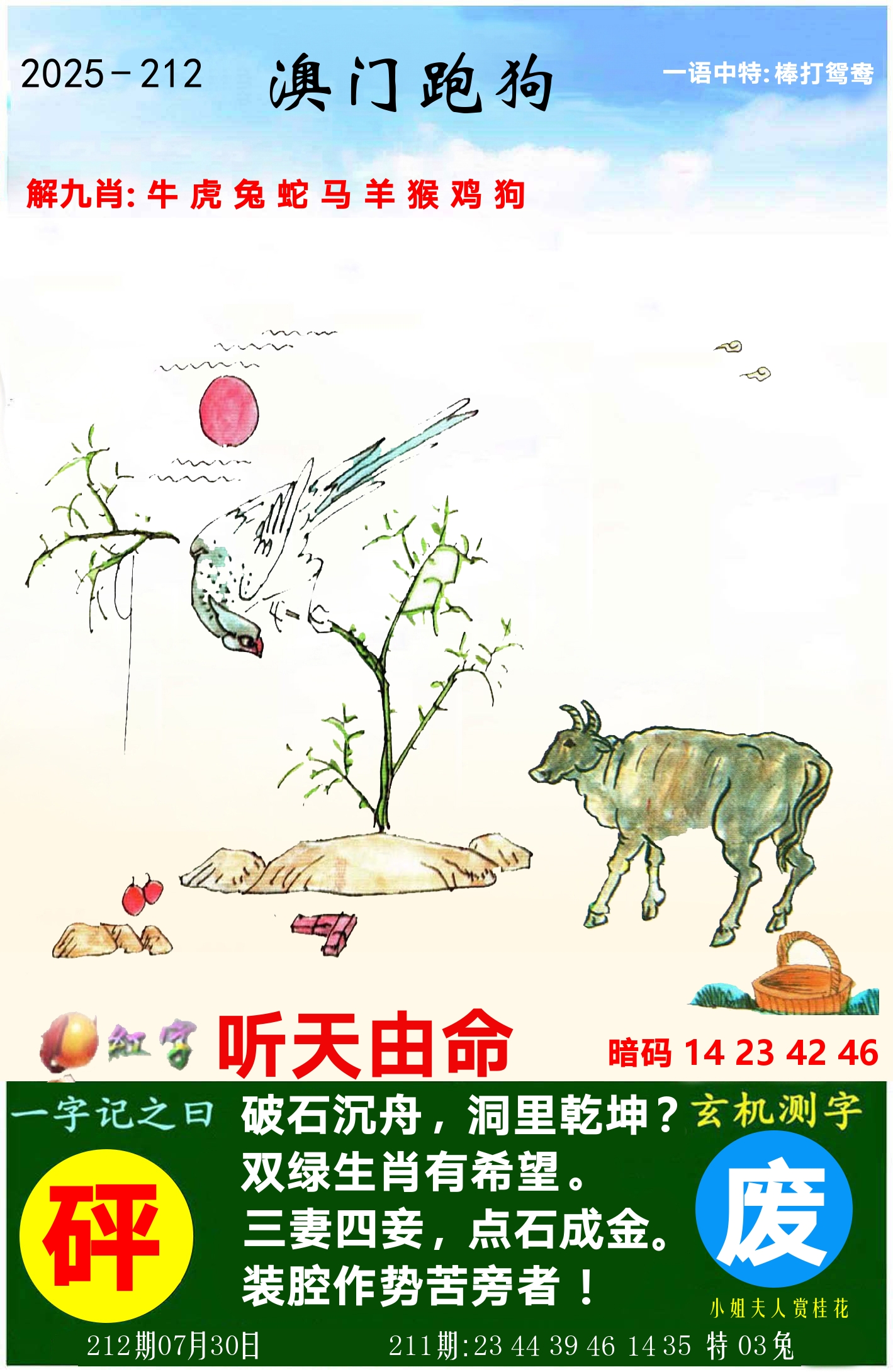 澳门跑狗图 第212期
