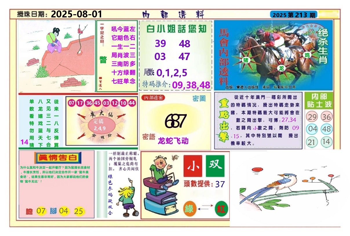 澳门内部透料A 第213期